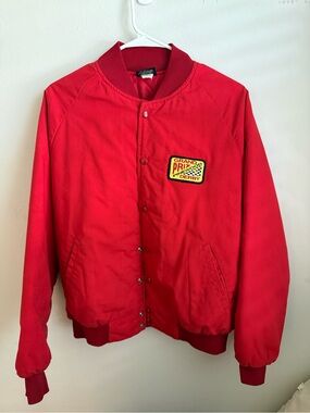 Jack by BB Dakota Red Bomber Jacket with Grand Prix Patch